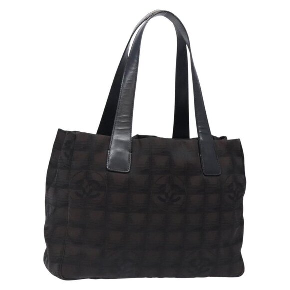 CHANEL New Travel Line Tote Bag Nylon Dark Brown Black CC Auth - Picture 6 of 16